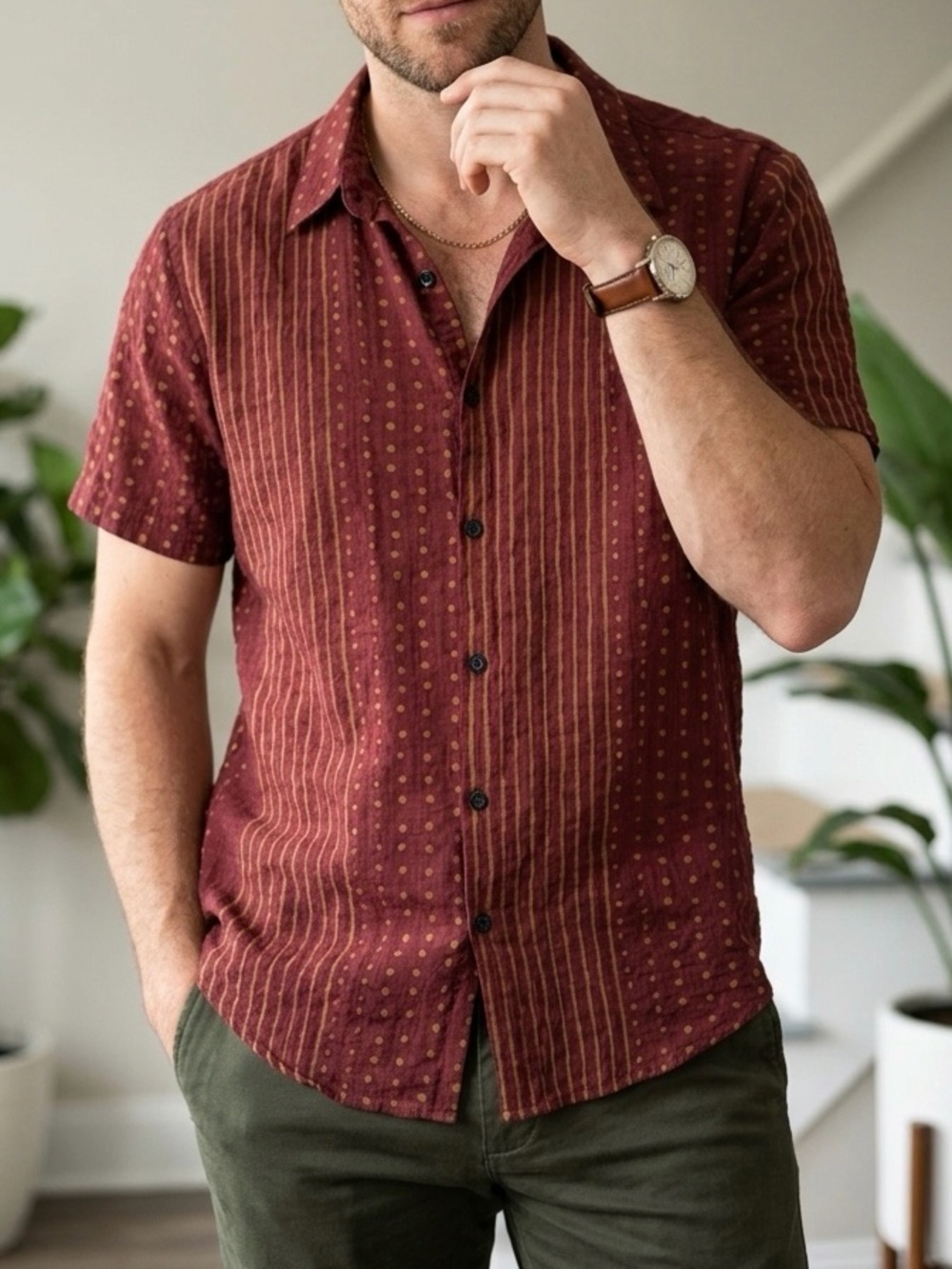 Vatpave Short Sleeve Button-Down Shirt Size Large